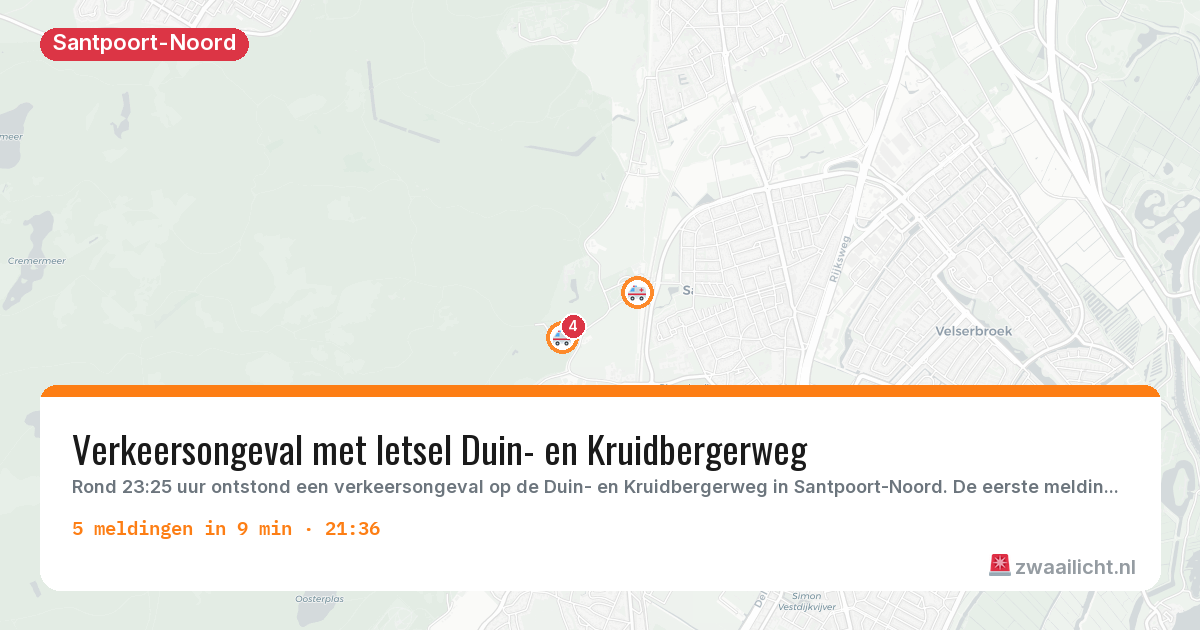 Kaart van de activiteitspiek bij Santpoort-Noord