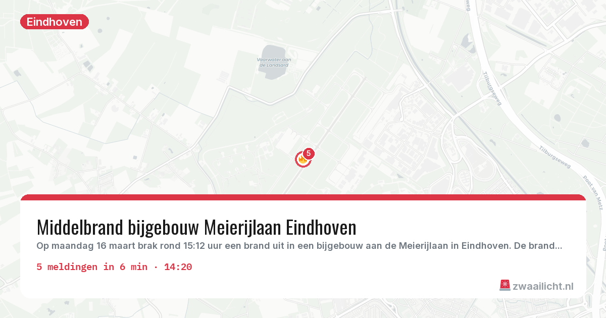 Kaart van de activiteitspiek bij Eindhoven