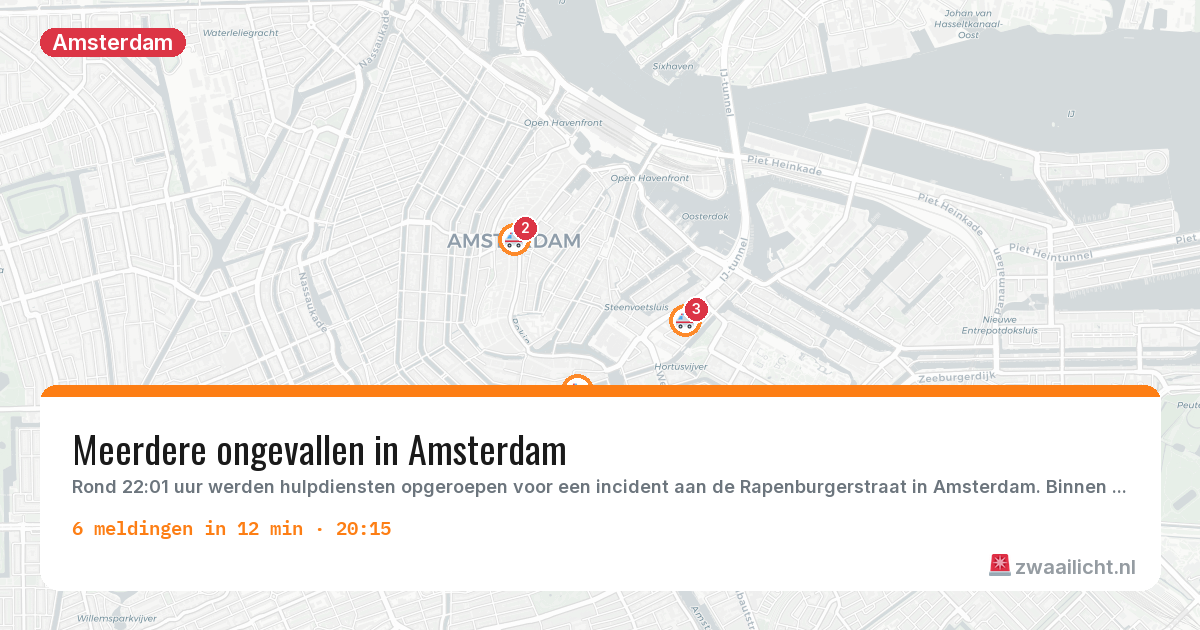 Kaart van de activiteitspiek bij Amsterdam