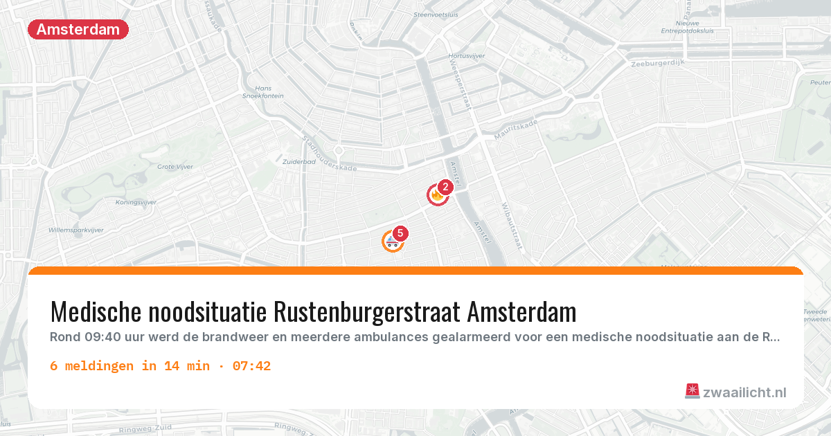 Kaart van de activiteitspiek bij Amsterdam