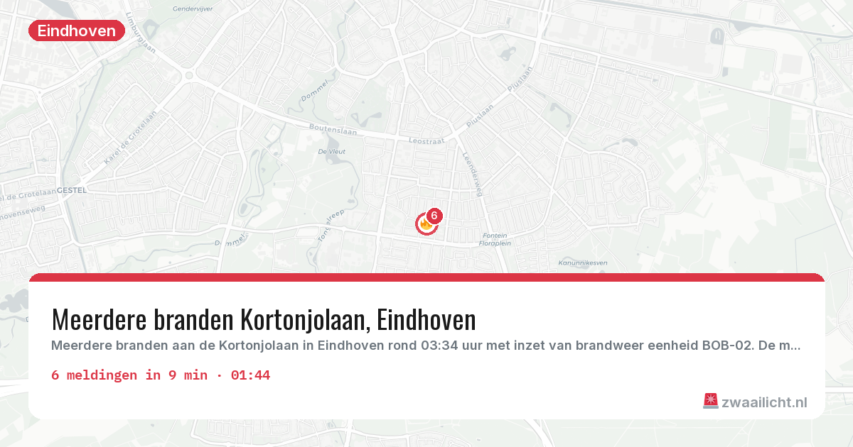 Kaart van de activiteitspiek bij Eindhoven