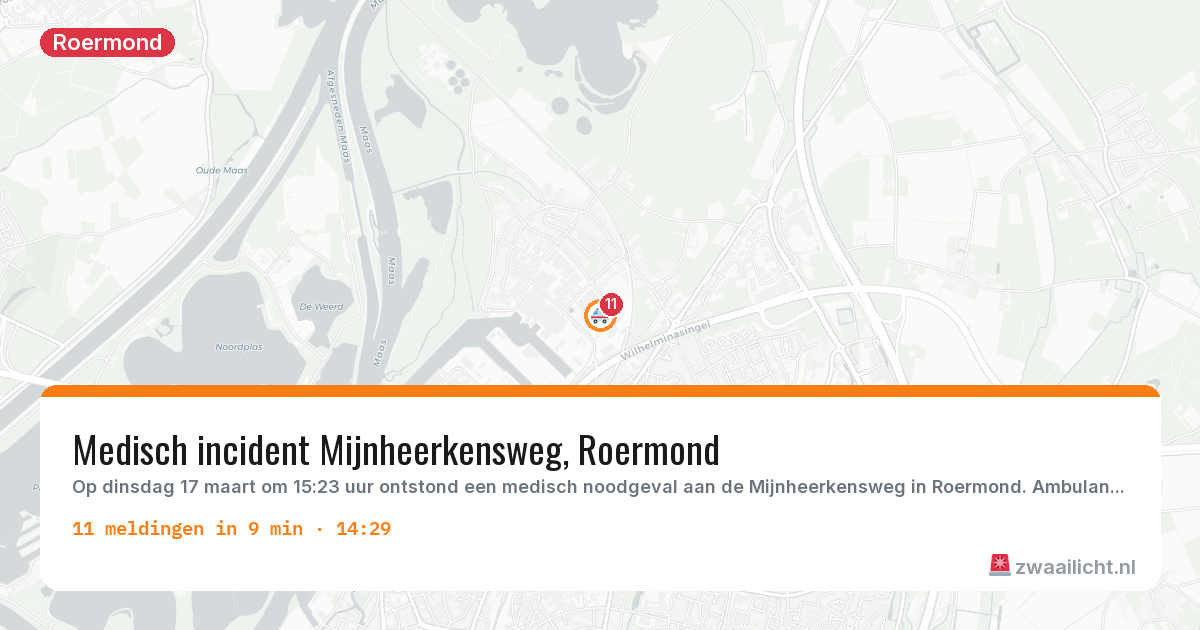 Kaart van de activiteitspiek bij Roermond