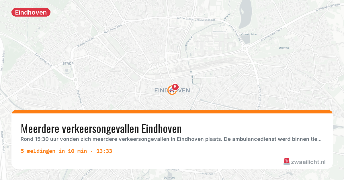 Kaart van de activiteitspiek bij Eindhoven