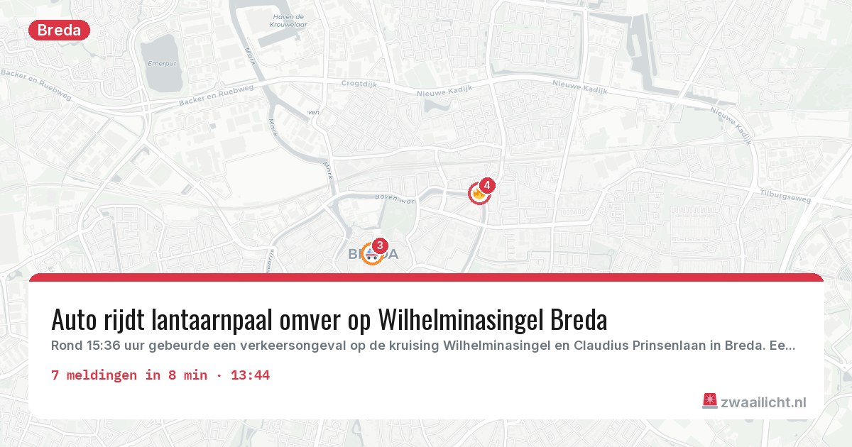 Kaart van de activiteitspiek bij Breda