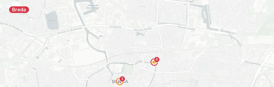Kaart van Auto rijdt lantaarnpaal omver op Wilhelminasingel Breda