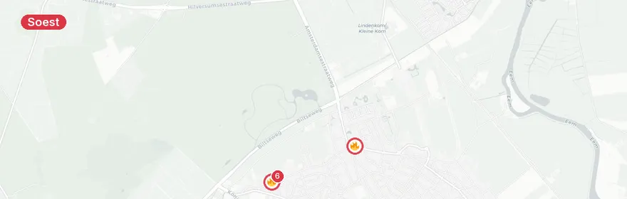 Kaart van Grote uitslaande brand Koninginnelaan Soest