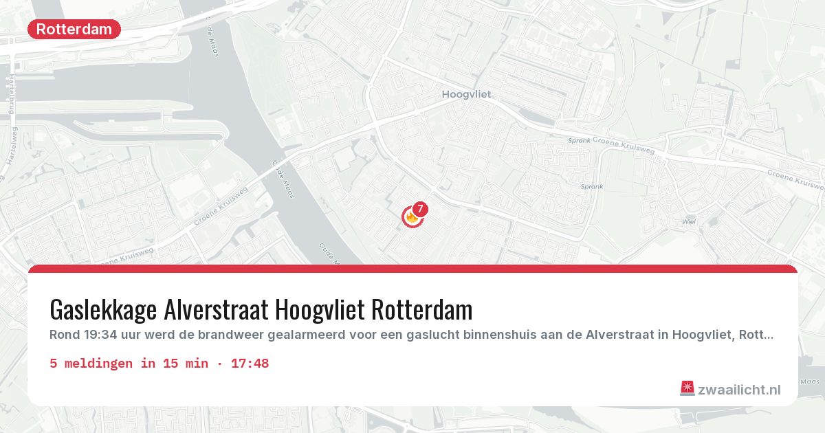 Kaart van de activiteitspiek bij Rotterdam