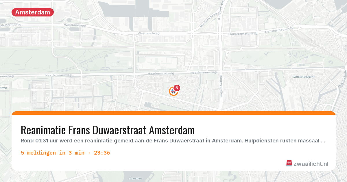 Kaart van de activiteitspiek bij Amsterdam