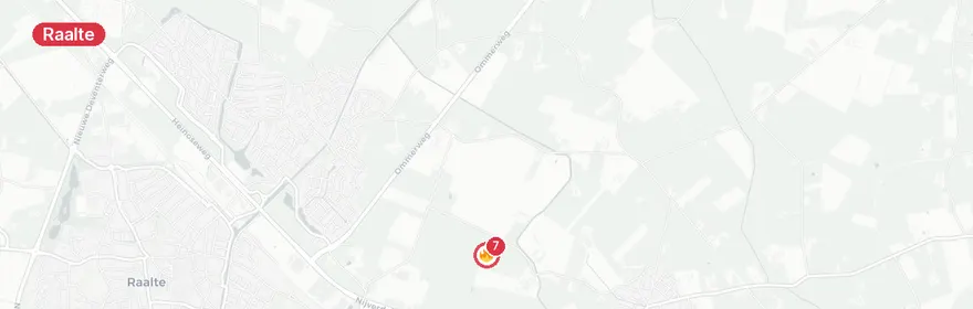 Kaart van Middelbrand verwoest boerderij op 't Reelaer Raalte