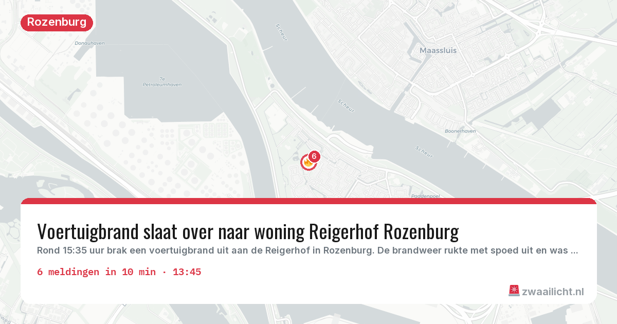Kaart van de activiteitspiek bij Rozenburg
