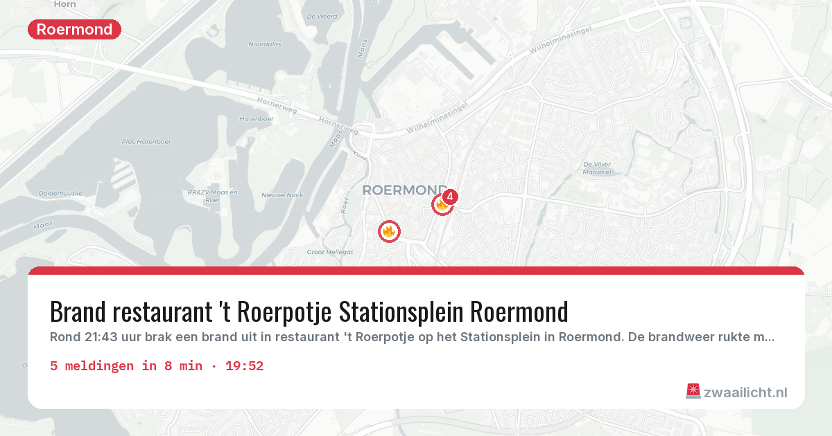 Kaart van de activiteitspiek bij Roermond
