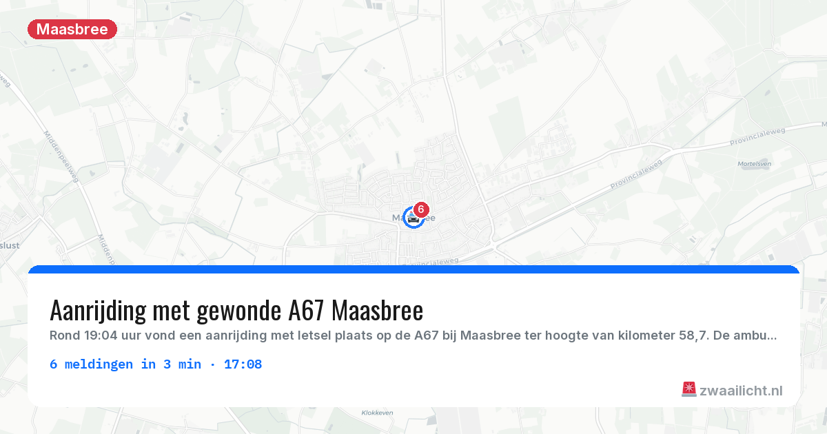 Kaart van de activiteitspiek bij Maasbree