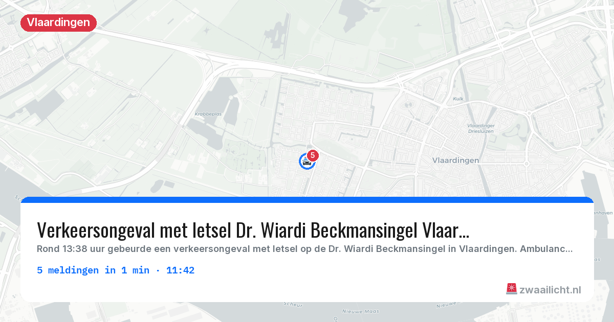 Kaart van de activiteitspiek bij Vlaardingen
