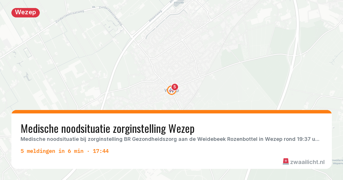 Kaart van de activiteitspiek bij Wezep