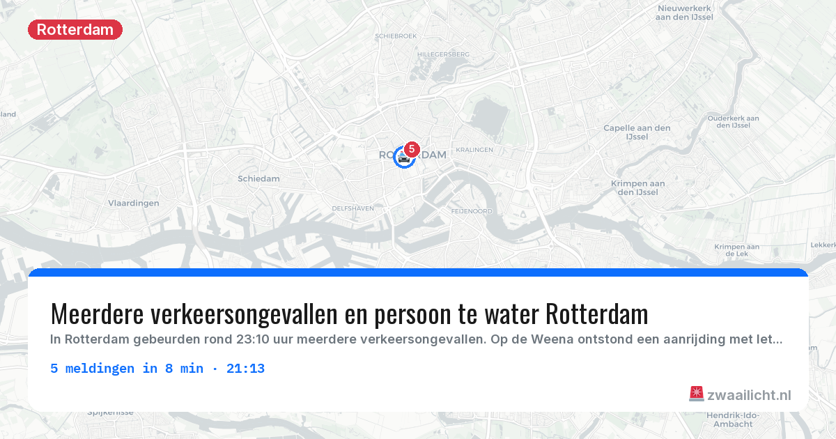 Kaart van de activiteitspiek bij Rotterdam