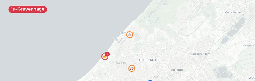 Kaart van Watersporter in nood Strandslag, Den Haag