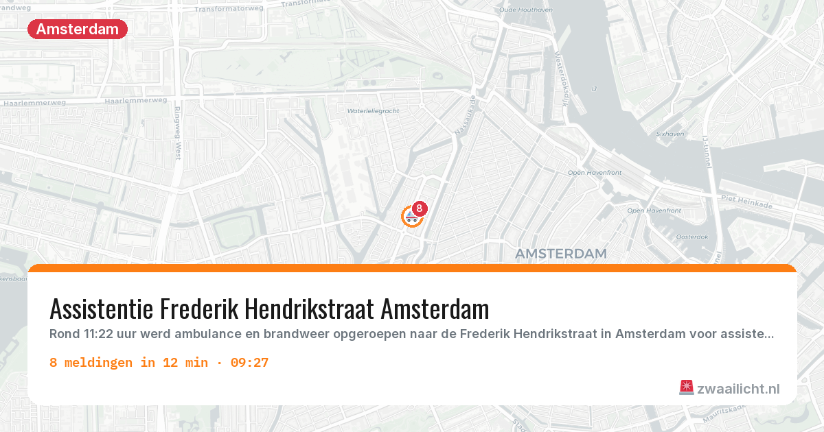 Kaart van de activiteitspiek bij Amsterdam