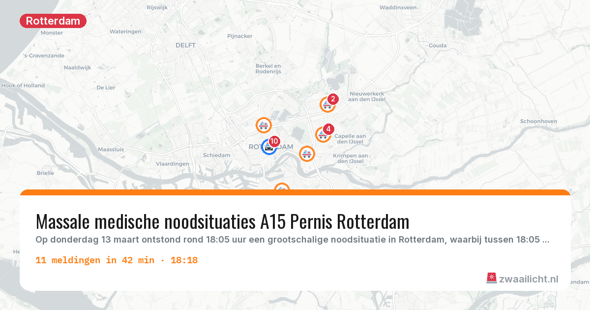 Kaart van de activiteitspiek bij Rotterdam