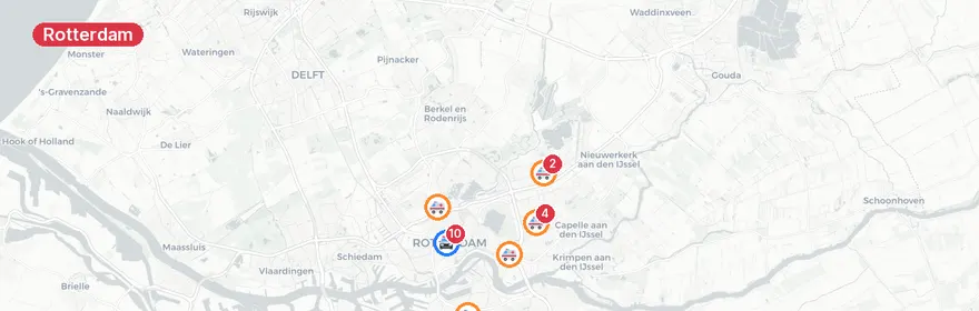 Kaart van Massale medische noodsituaties A15 Pernis Rotterdam