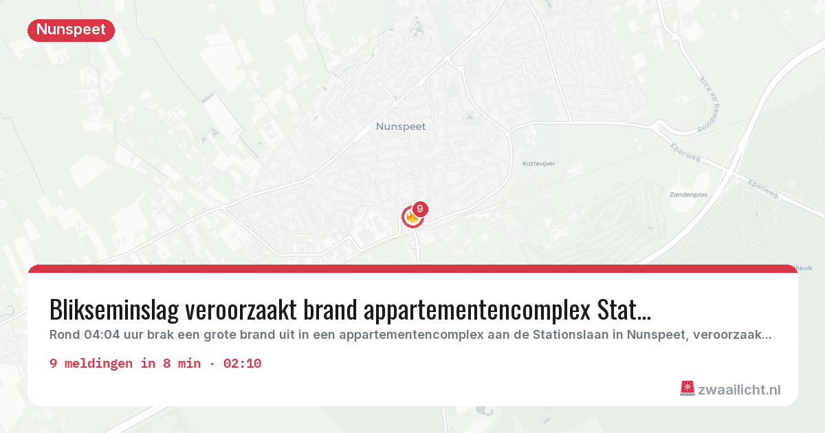 Kaart van de activiteitspiek bij Nunspeet