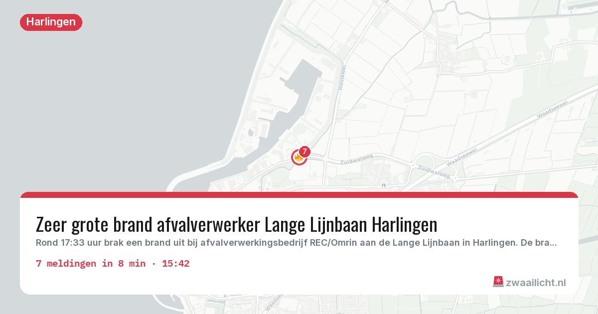 Kaart van de activiteitspiek bij Harlingen