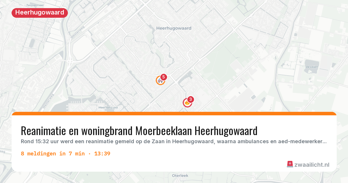 Kaart van de activiteitspiek bij Heerhugowaard