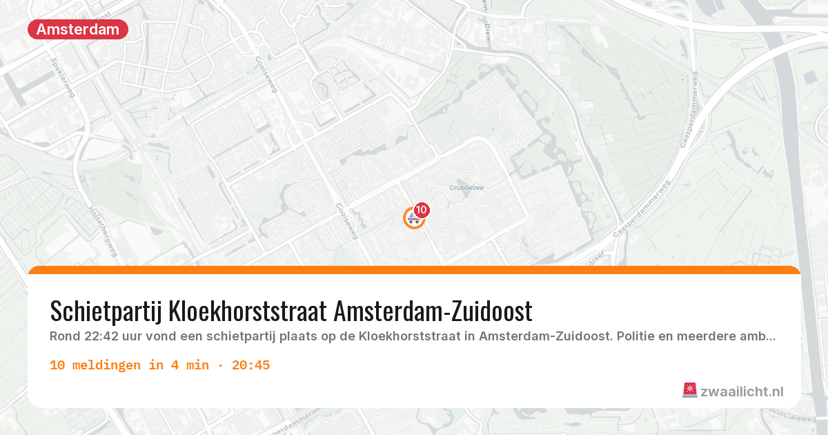 Kaart van de activiteitspiek bij Amsterdam