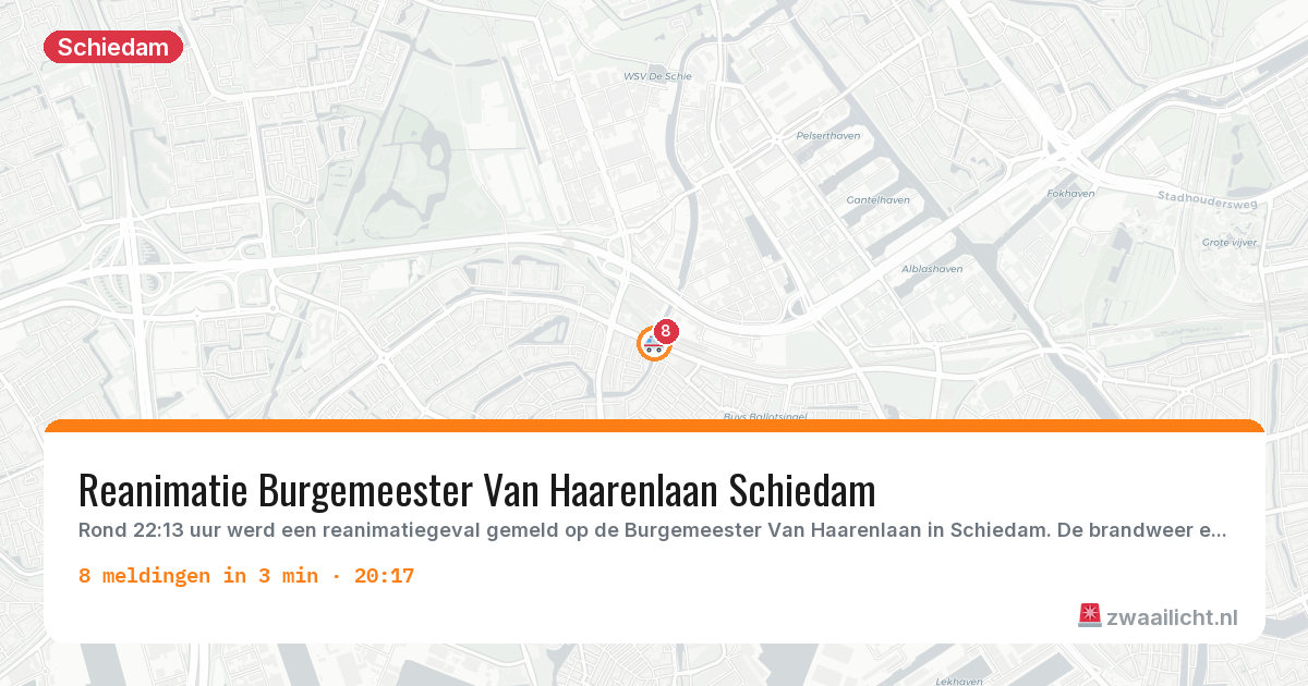 Kaart van de activiteitspiek bij Schiedam