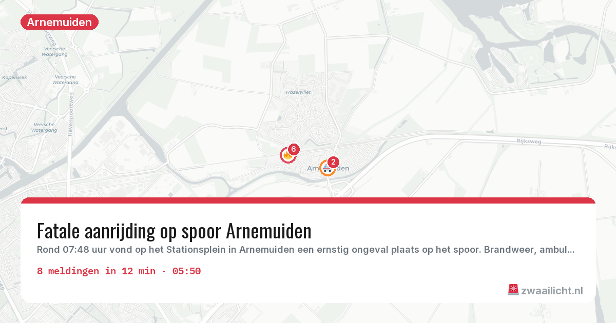 Kaart van de activiteitspiek bij Arnemuiden