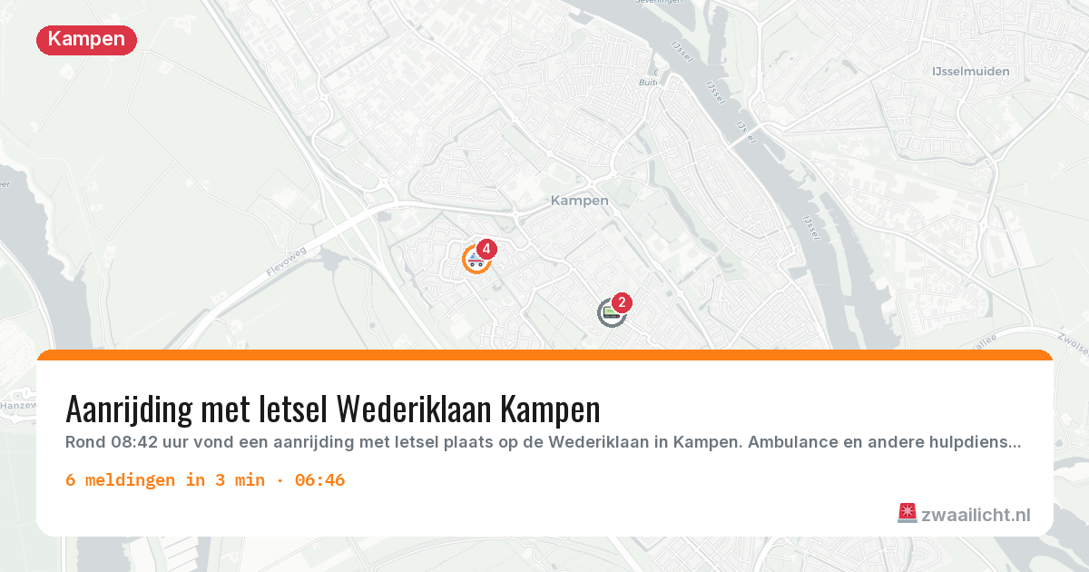 Kaart van de activiteitspiek bij Kampen