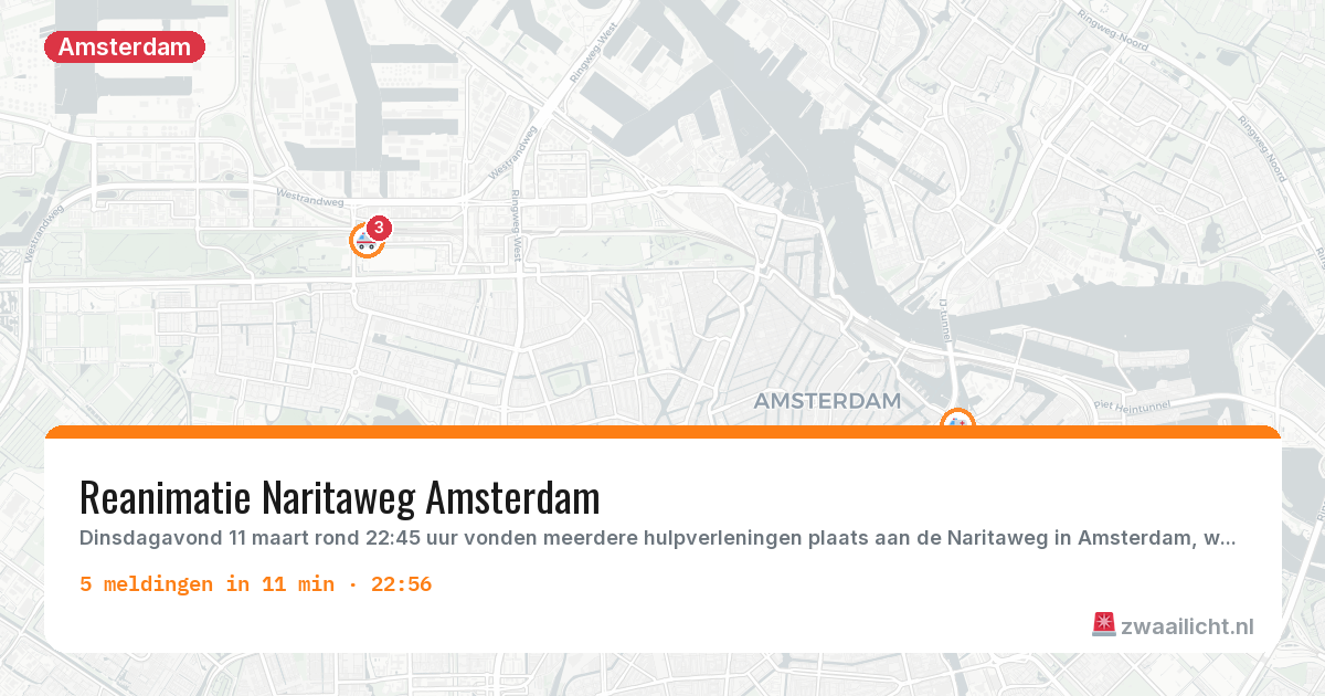 Kaart van de activiteitspiek bij Amsterdam