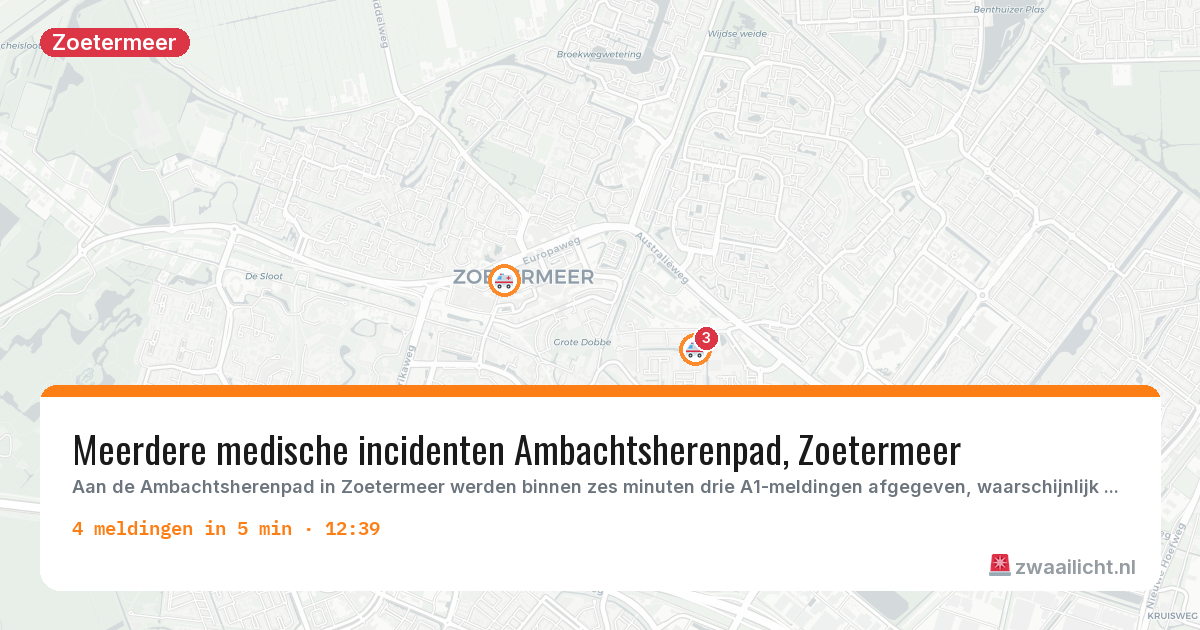 Kaart van de activiteitspiek bij Zoetermeer