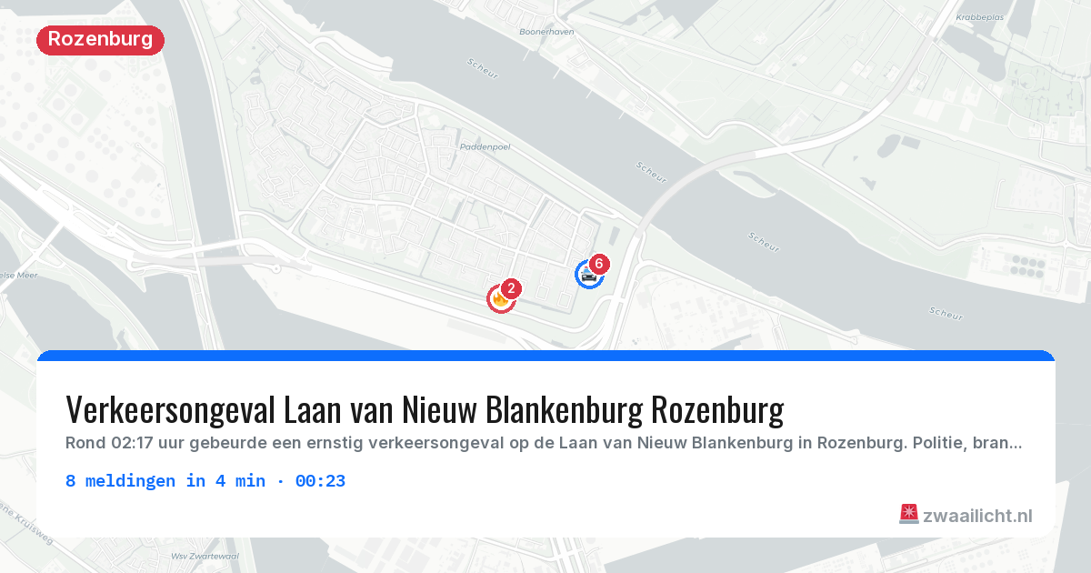 Kaart van de activiteitspiek bij Rozenburg