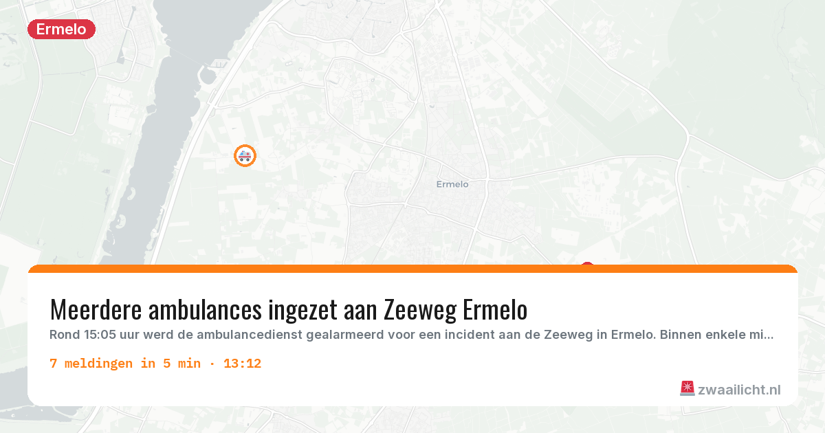 Kaart van de activiteitspiek bij Ermelo