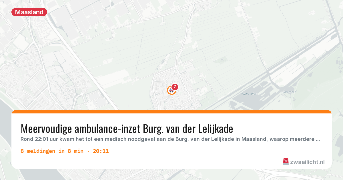 Kaart van de activiteitspiek bij Maasland