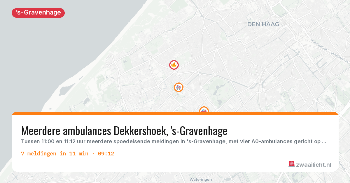 Kaart van de activiteitspiek bij 's-Gravenhage