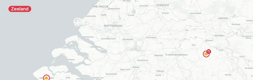 Kaart van Woningbrand verwoest woonboerderij Graspeel Zeeland
