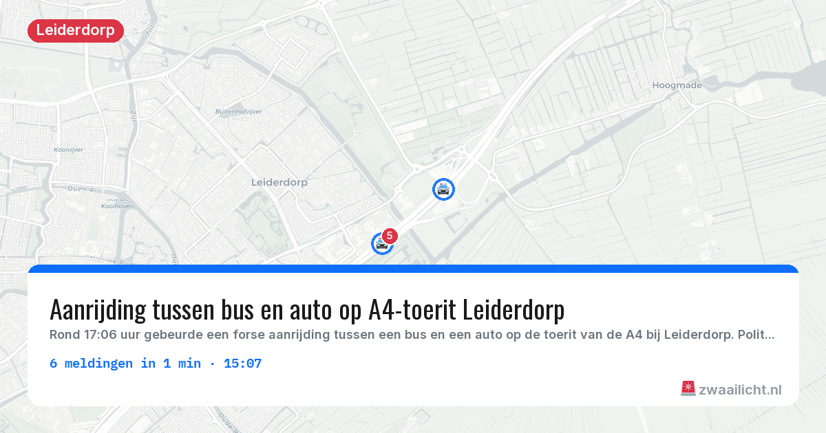 Kaart van de activiteitspiek bij Leiderdorp
