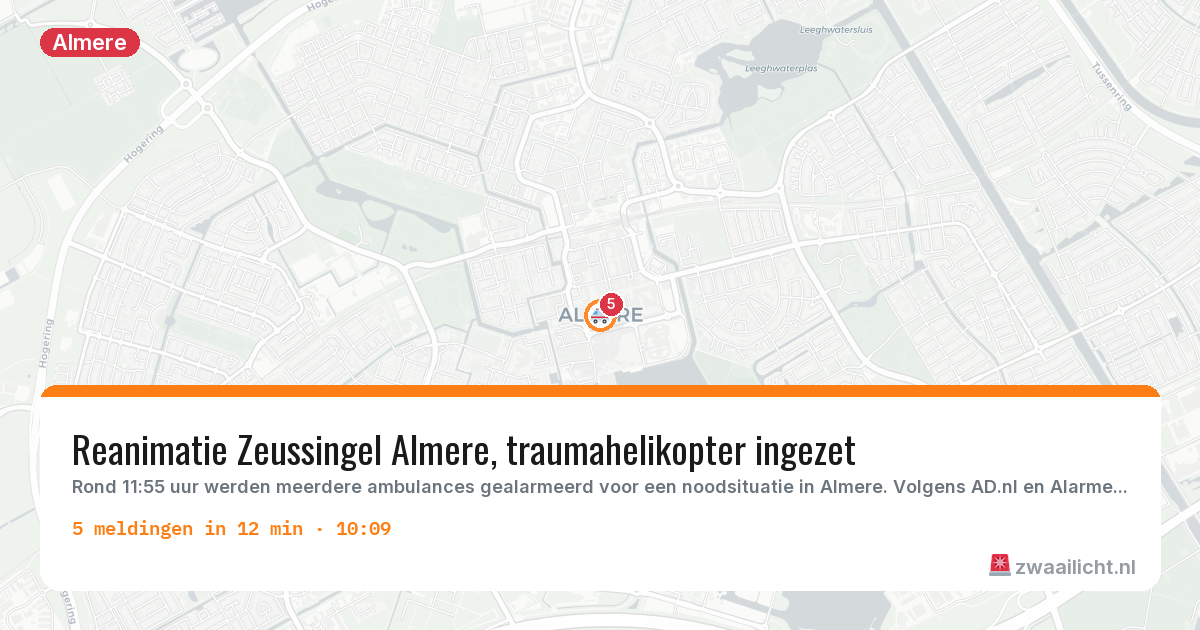 Kaart van de activiteitspiek bij Almere