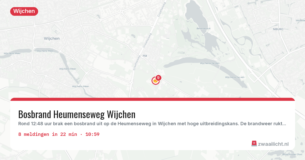 Kaart van de activiteitspiek bij Wijchen