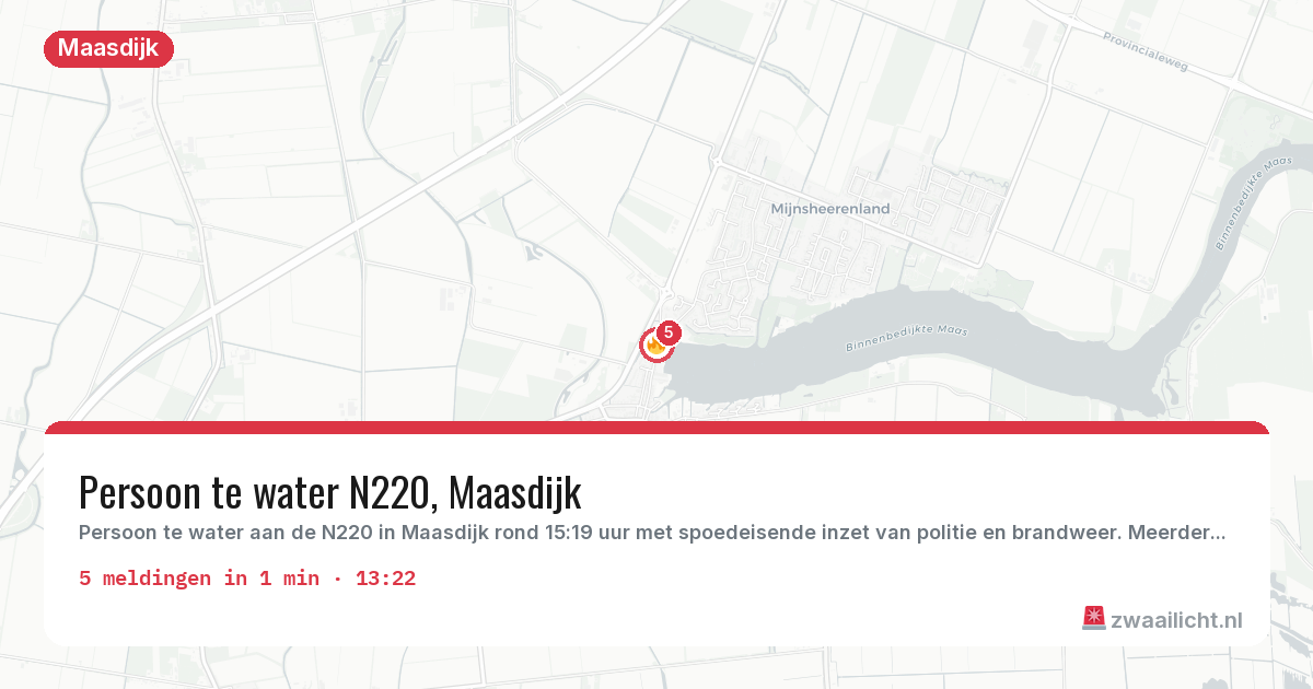 Kaart van de activiteitspiek bij Maasdijk