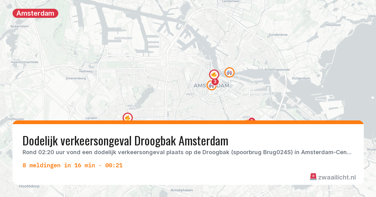 Kaart van de activiteitspiek bij Amsterdam
