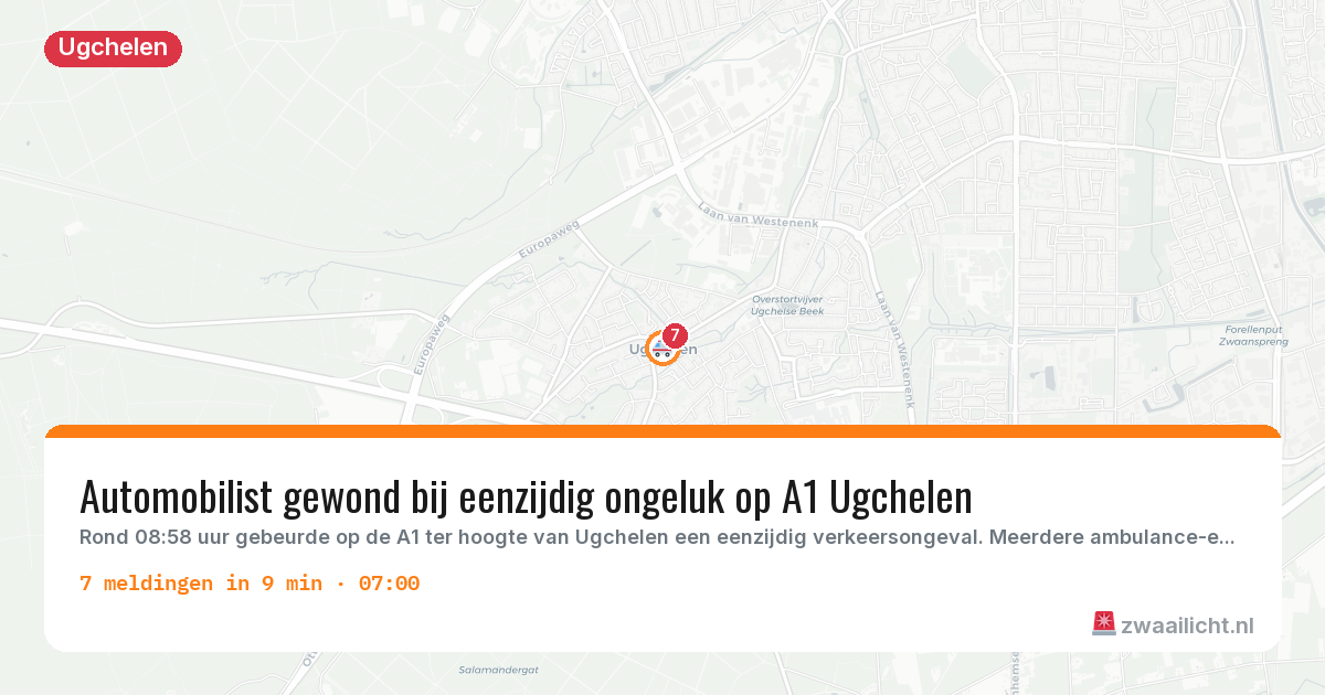 Kaart van de activiteitspiek bij Ugchelen
