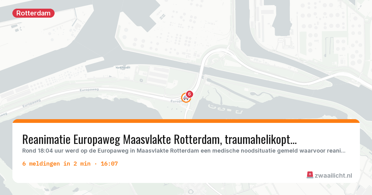 Kaart van de activiteitspiek bij Rotterdam