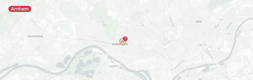 Kaart van Politieassistentie Arnhem, zes ambulances