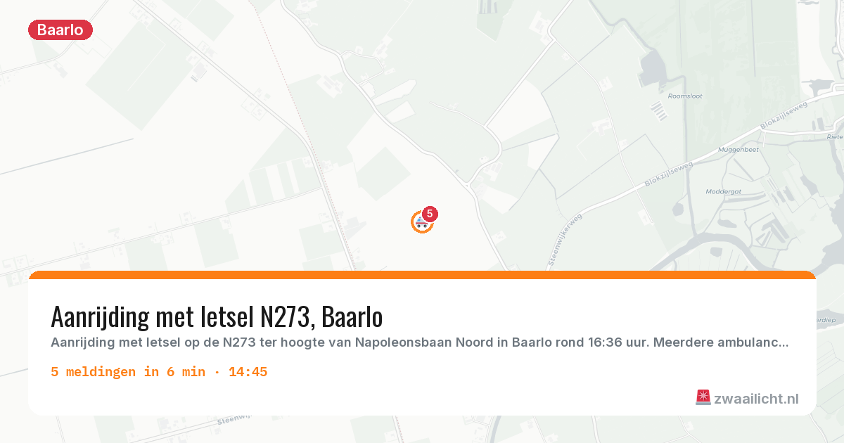 Kaart van de activiteitspiek bij Baarlo