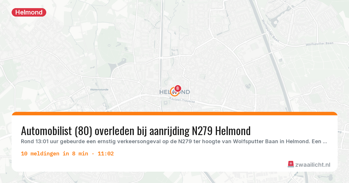 Kaart van de activiteitspiek bij Helmond