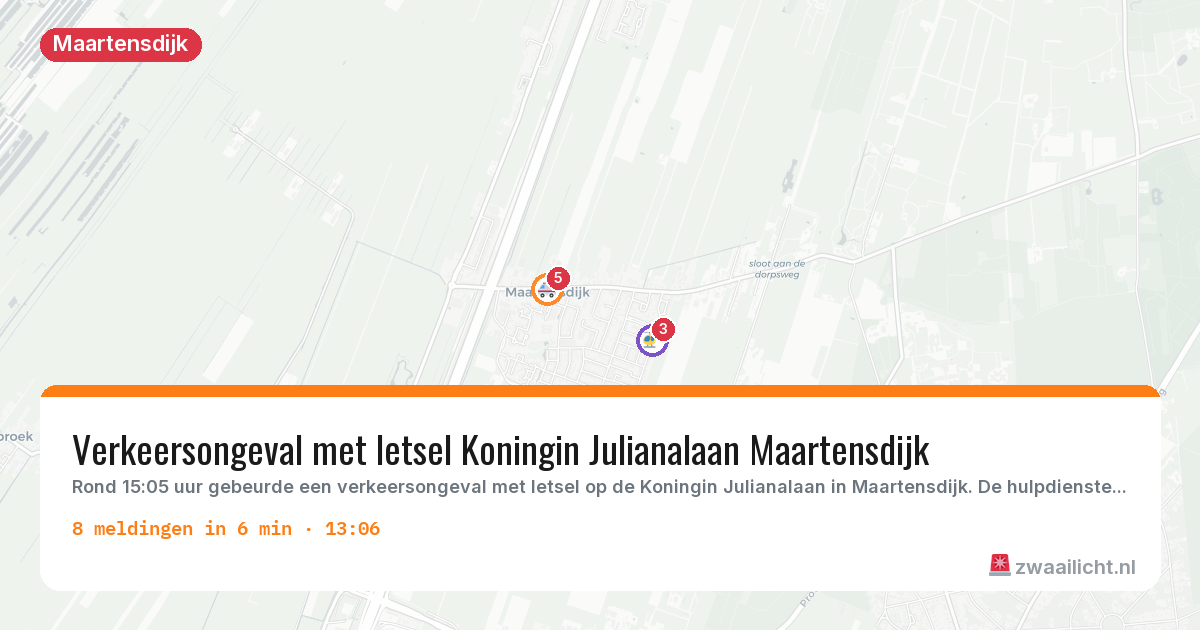Kaart van de activiteitspiek bij Maartensdijk