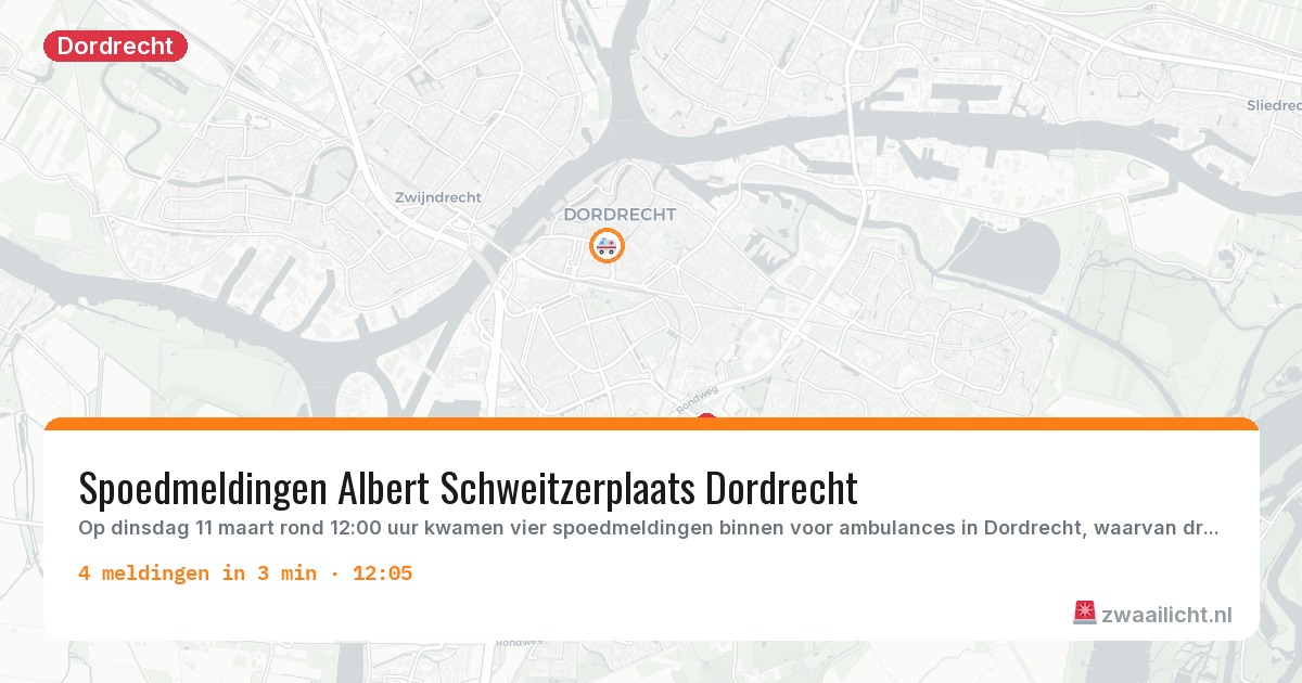 Kaart van de activiteitspiek bij Dordrecht