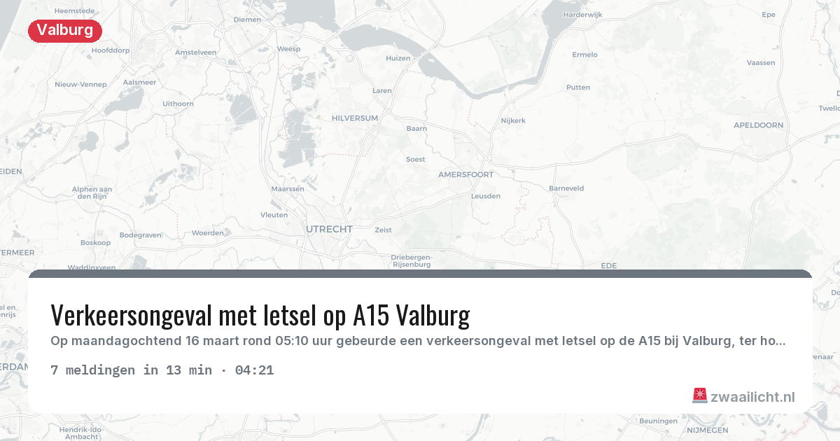 Kaart van de activiteitspiek bij Valburg